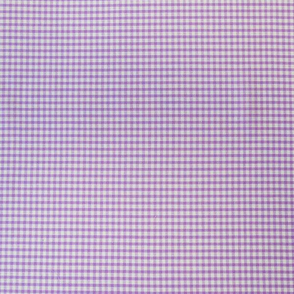 Gingham with 1/8 inch check, White and Lilac Pure Cotton Checked Fabric