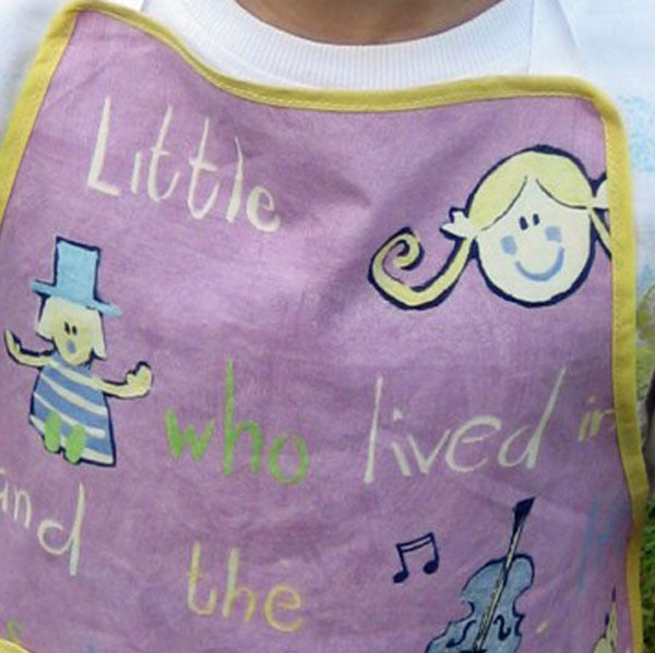 Toddler's Lilac Nursery Rhymes Personalised Apron with Pocket, Handmade, Ages 2 - 6 yrs