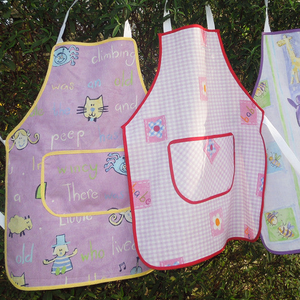 Toddler's Lilac Nursery Rhymes Personalised Apron with Pocket, Handmade, Ages 2 - 6 yrs