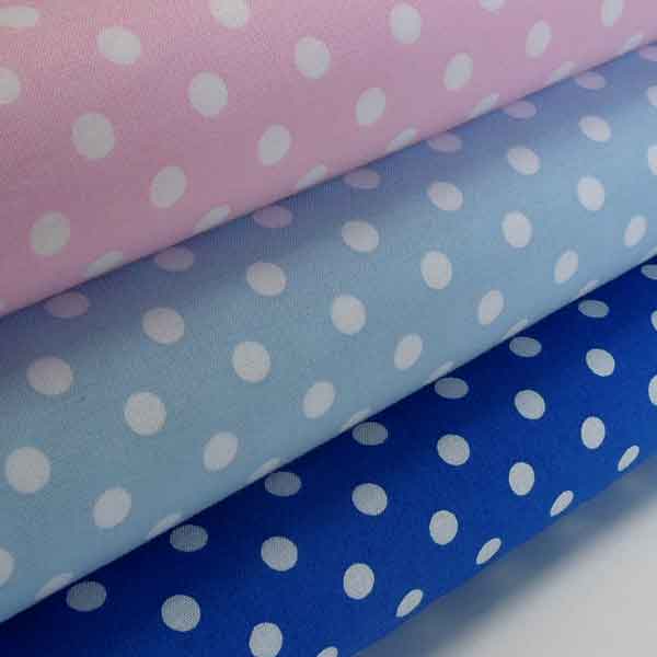 Pastel Dot Fabric, White Polka Dots on Baby Blue Cotton Fabric