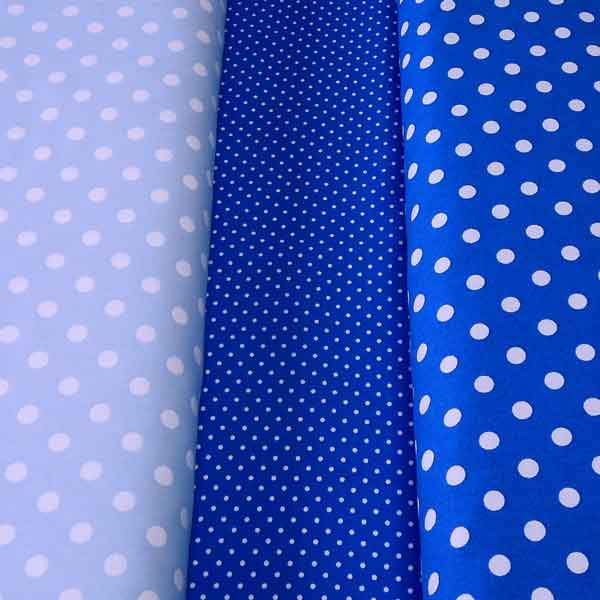 Pastel Dot Fabric, White Polka Dots on Baby Blue Cotton Fabric