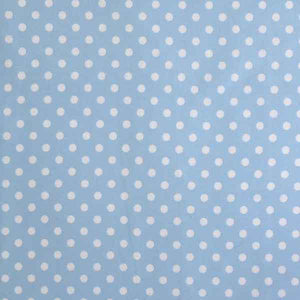 Pastel Dot Fabric, White Polka Dots on Baby Blue Cotton Fabric