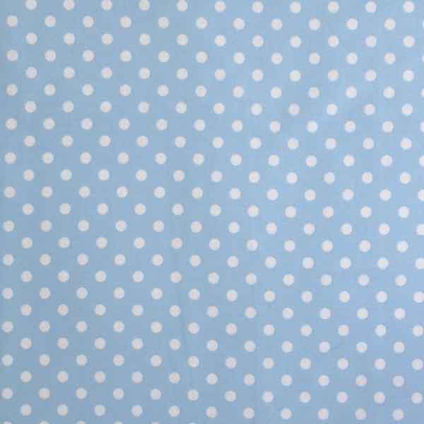 Pastel Dot Fabric, White Polka Dots on Baby Blue Cotton Fabric