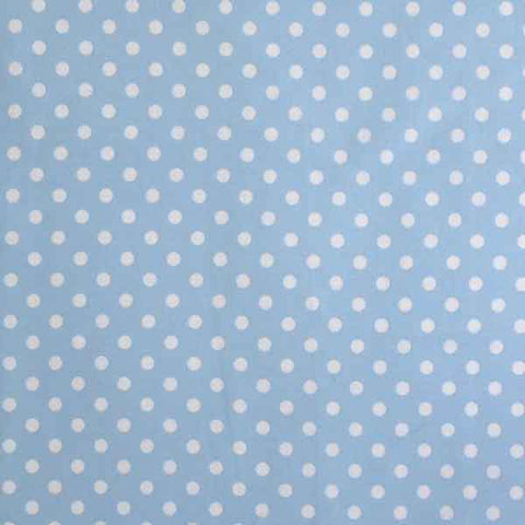 Pastel Dot Fabric, White Polka Dots on Baby Blue Cotton Fabric