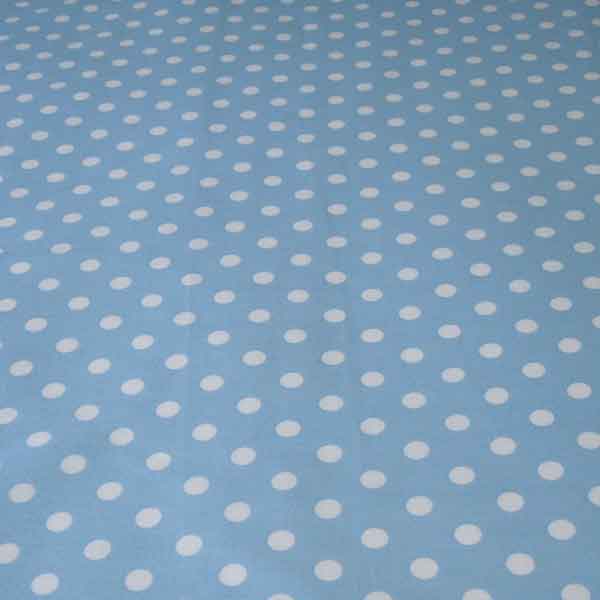 Pastel Dot Fabric, White Polka Dots on Baby Blue Cotton Fabric