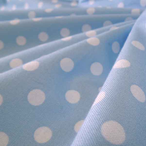 Pastel Dot Fabric, White Polka Dots on Baby Blue Cotton Fabric