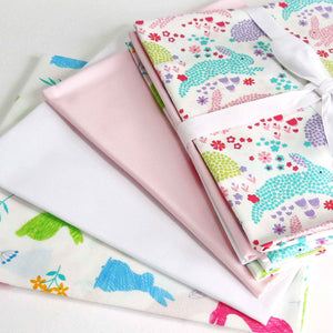 Rabbits and Flowers Fat Quarter Bundle - Rose & Hubble - 4 Fat Quarters