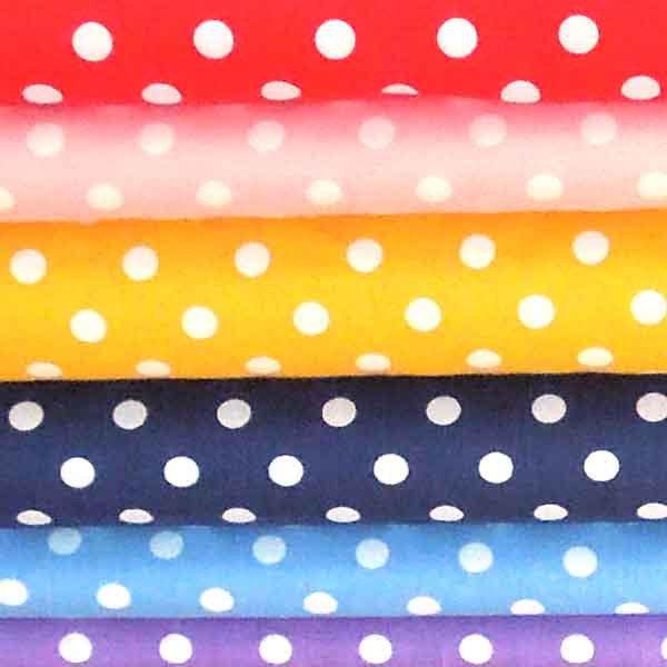 Dark Cotton Fabric, White on Navy Blue Polka Dot Fabric