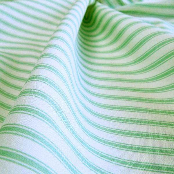 Ticking Stripe Mint Green Cotton Fabric - Rose & Hubble