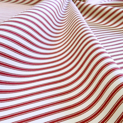 Ticking Stripe Red Cotton Fabric - Rose & Hubble