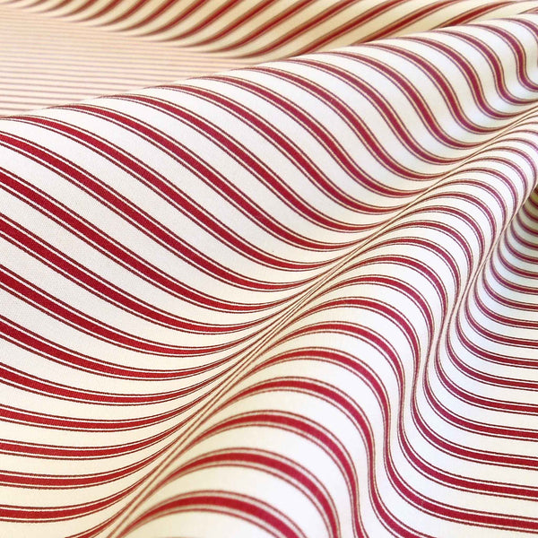 Ticking Stripe Red Cotton Fabric - Rose & Hubble