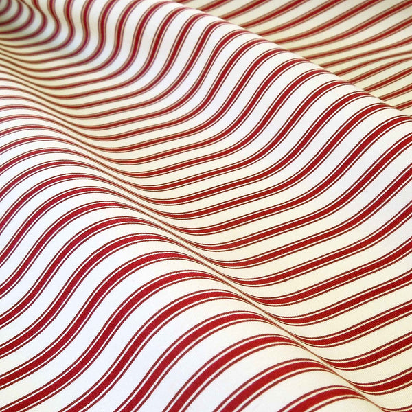 Ticking Stripe Red Cotton Fabric - Rose & Hubble