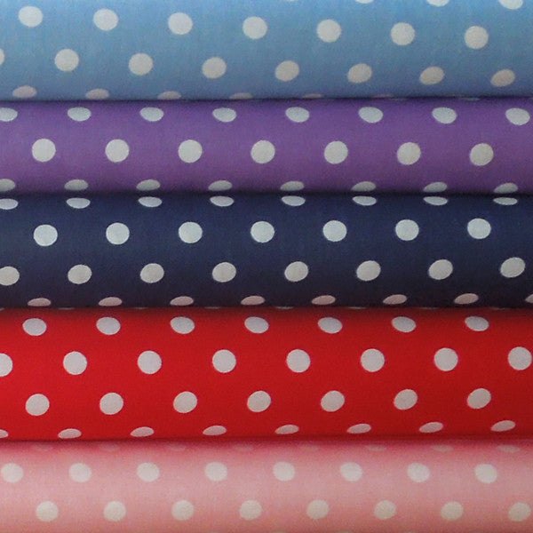 Dark Cotton Fabric, White on Navy Blue Polka Dot Fabric